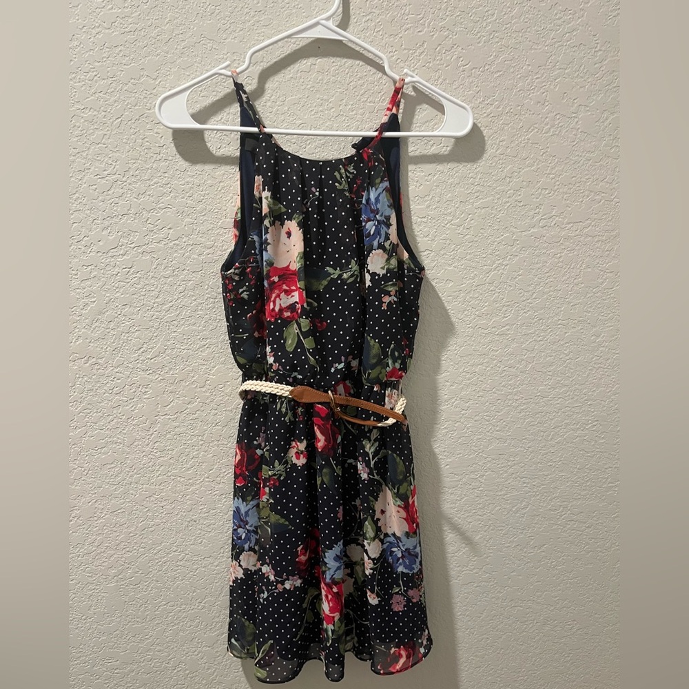 Iz Byer Black Floral Midi Dress